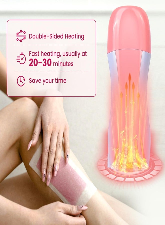 Charmonic Roll On Wax Kit, Portable Wax Roller Kit for Coarse/Fine Hair Removal, Beginners Waxing Roller for All Skin Types with 3 Pcs 100g Roll Cartridge, 100 Non-Woven Strips & 10 After Oil Wipes (F3_Pink) - Image 2